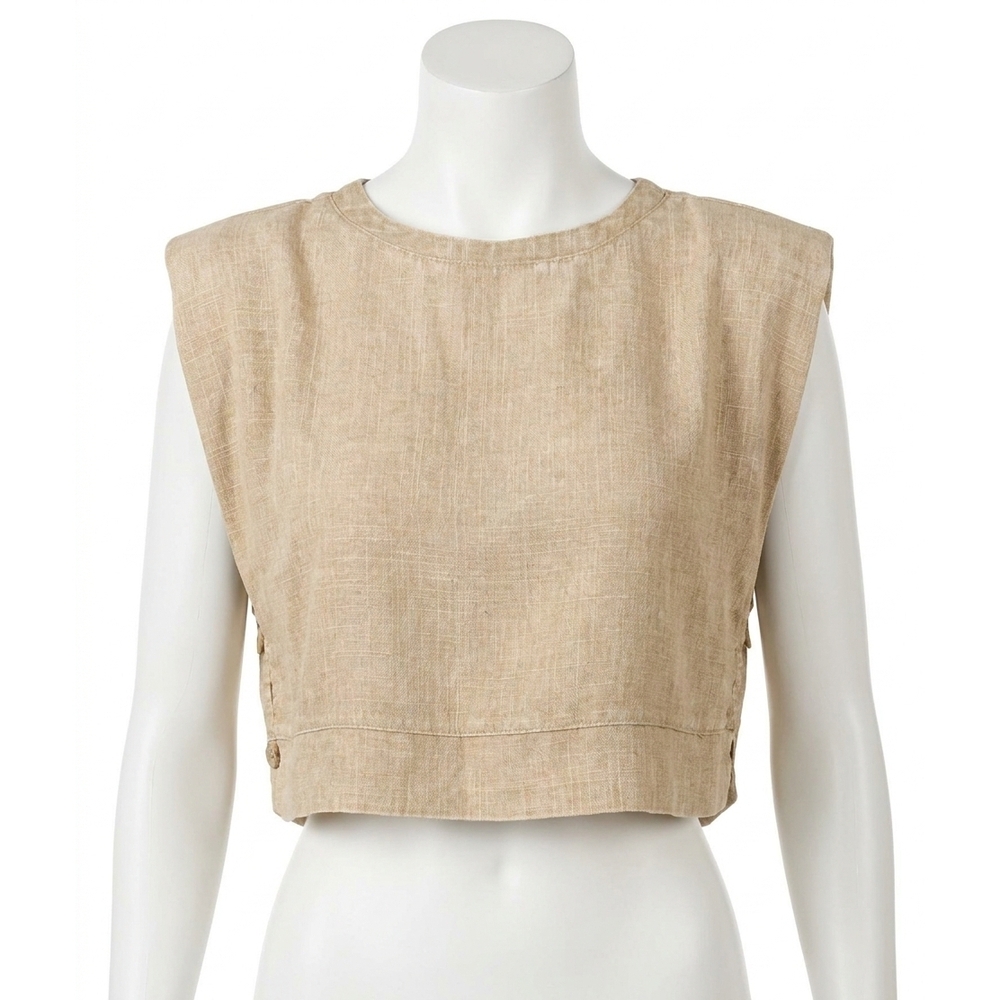 NEW ZENANA layering muscle crop top vest in sandswept